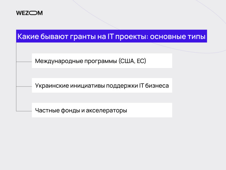 Основные типы грантов на IT проекты: международные программы, украинские инициативы, частные фонды — гранты для IT компаний