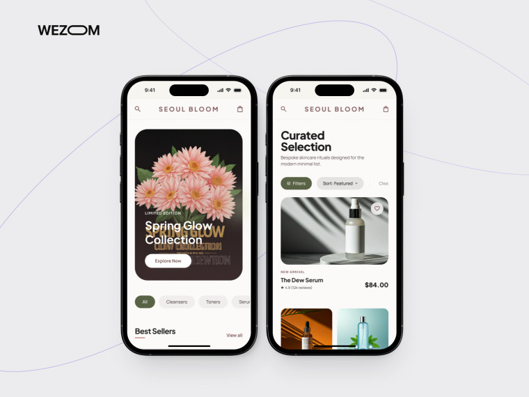 головний екран застосунку для салону краси з каталогом і персоналізованими пропозиціями