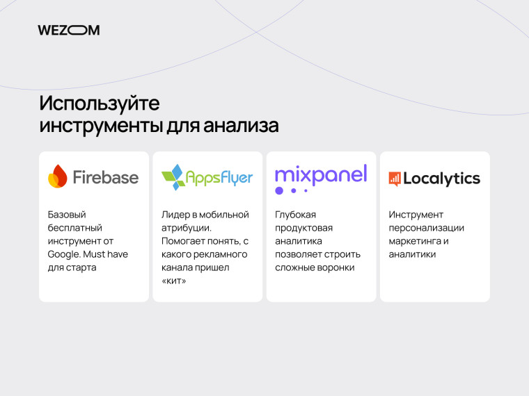 Инструменты аналитики для монетизации приложения: Firebase, AppsFlyer, Mixpanel, Localytics для роста дохода приложения