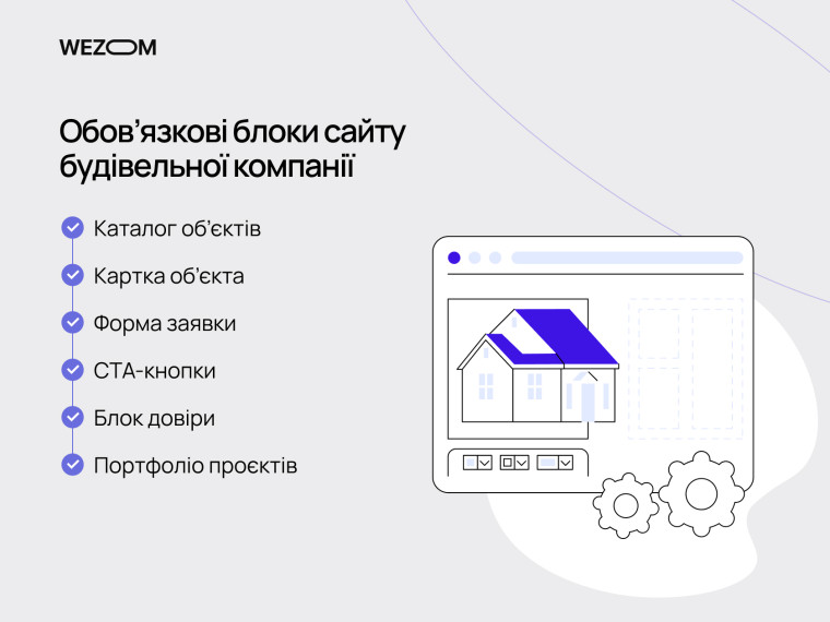 Обов&rsquo;язкові блоки сайту для будівельної компанії: каталог об&rsquo;єктів, CTA-кнопки та форма заявки
