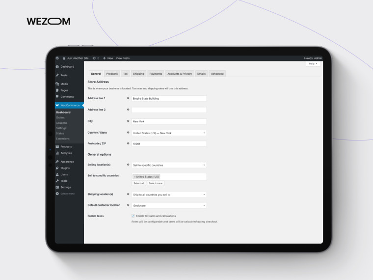 Настройки WooCommerce в админ-панели WordPress &mdash; пример, что такое WordPress для eCommerce сайтов