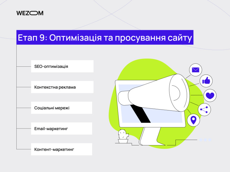 Етап 9 оптимізація та просування сайту SEO та маркетинг для створення інтернет магазину