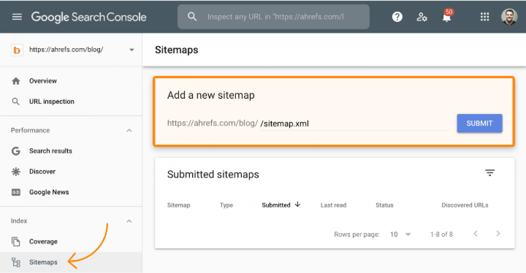 Добавить sitemap в Google Search Console