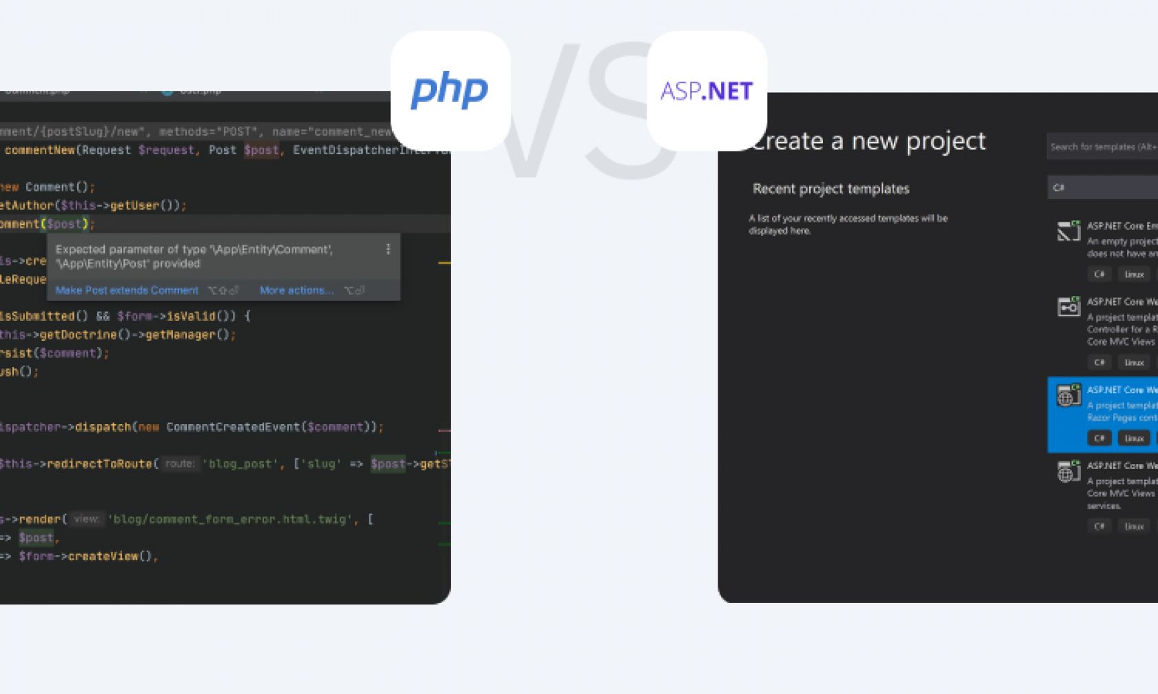ASP.NET vs PHP: порівняння